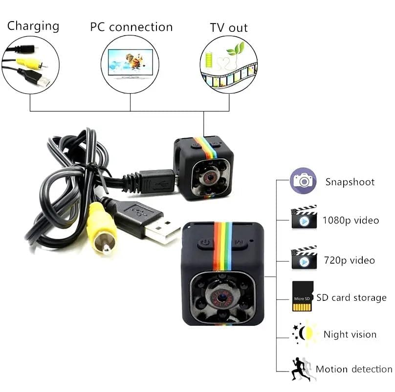 Zancia 1080P Mini Spy Camera with Low Light Vision, Portable Security, Hidden-Camera with Audio and Video Recorder for Home Office Wind Desktop Indoor Security Stand Camera (Non WiFi Camera)