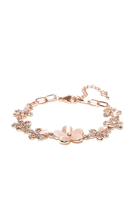 YouBella Jewellery Bracelets for Women Stylish Rose Gold Plated Crystal Bracelet Bangle Jewellery for Girls and Women