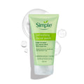 Simple refreshing facial wash tube on a white background with bubbles