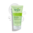 Simple refreshing facial wash tube on a white background with bubbles