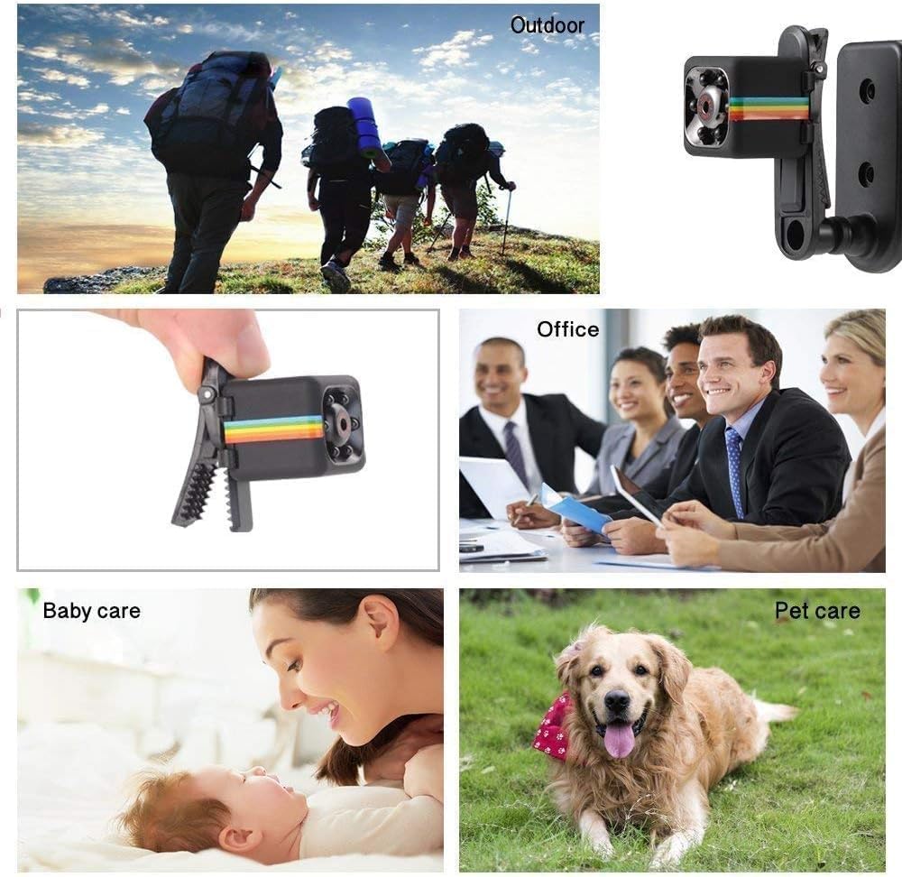 A collage showing a black phone mount with a rainbow-colored stripe detail, including outdoor hikers, a close-up of the mount attached to a phone, an office meeting scene, a baby care moment, and a pet care scene with a dog.