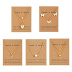Shining Diva Fashion 5 Pcs Latest Stylish Heart Butterfly Pearl Necklace Jewellery Set for Women Pendant Necklace Gifts for Girls