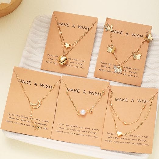 Shining Diva Fashion 5 Pcs Latest Stylish Heart Butterfly Pearl Necklace Jewellery Set for Women Pendant Necklace Gifts for Girls