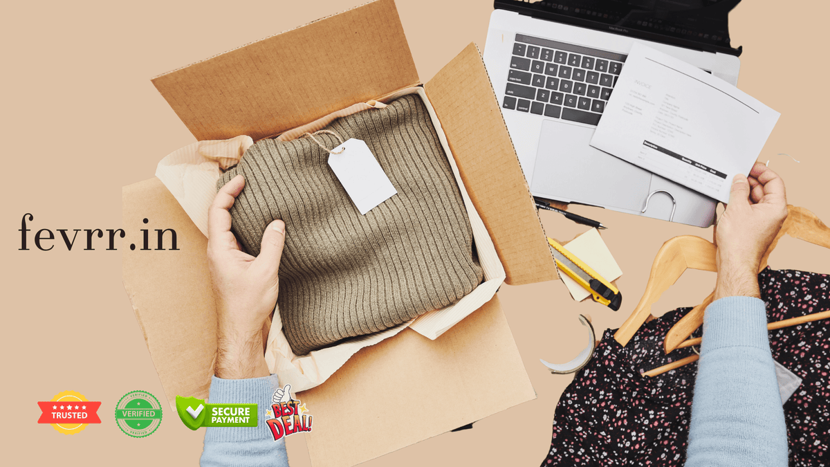 Unboxing ribbed sweater with invoice, laptop, and hangers — trusted secure payment, best deal